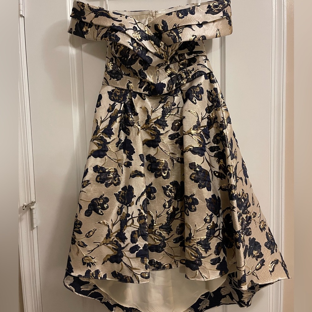 Oleg Cassini Navy/Gold Formal Dress